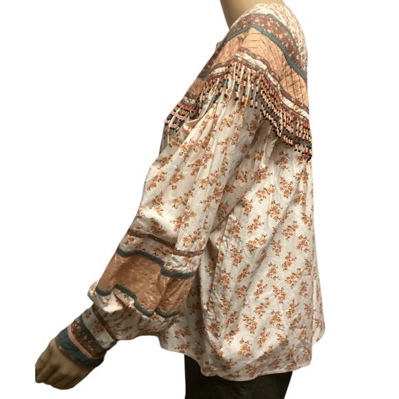 Ulla Johnson western bohemian, peasant floral print beads embellishment size 4 - Picture 3 of 8